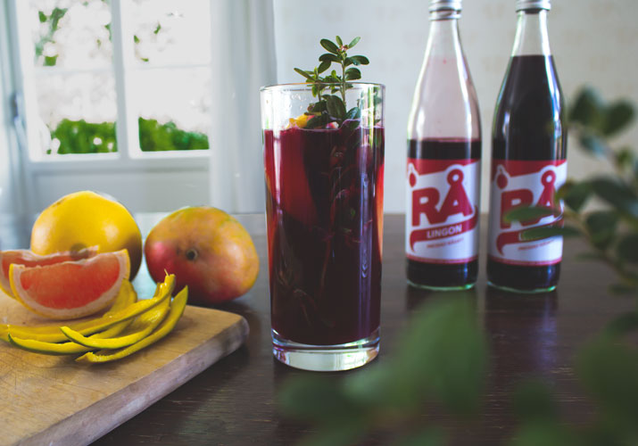 Alkoholfri och osötad drink med lingonjuice
