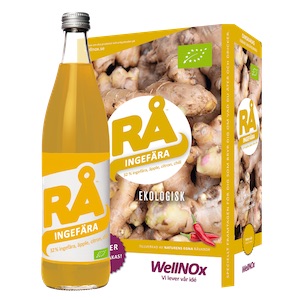 Ingefärsshot på flaska och bag-in-box